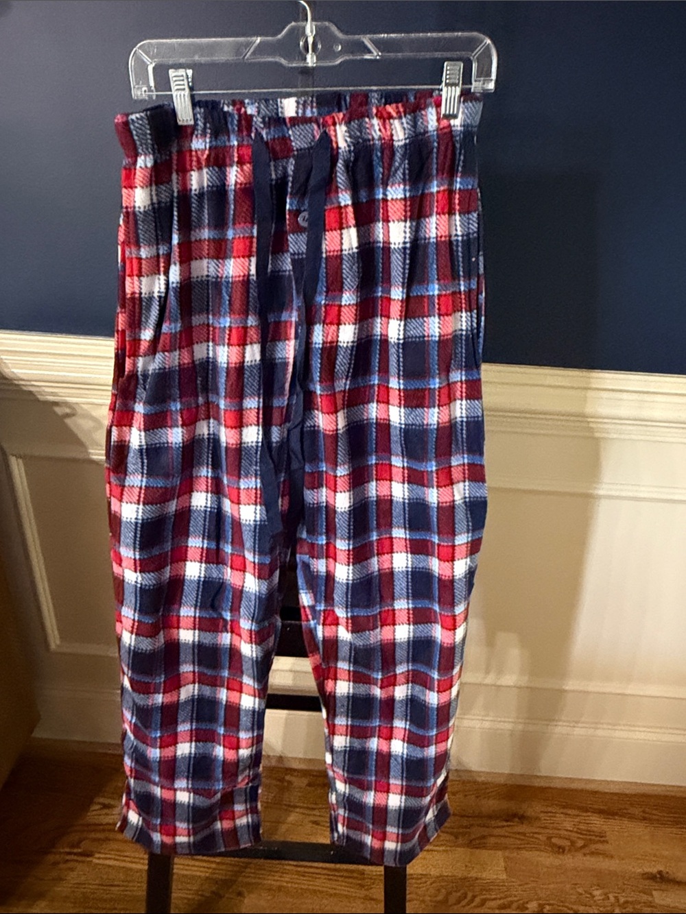 Men's Red and Navy Plaid Lounge Pajama Pants
